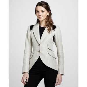 Smythe Herringbone Rifle-patch Equestrian Puff Sleeve blazer